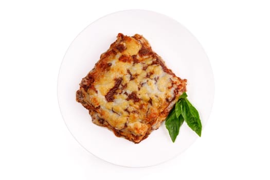 appetizing lasagna on a white background for food delivery site 1