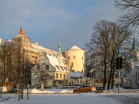 presidential palace in Riga on a sunny winter day