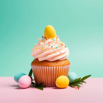 Easter cupcake with spring decor. High quality photo