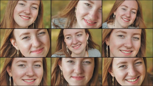 A collage of a young girl's face. Close-up of the face