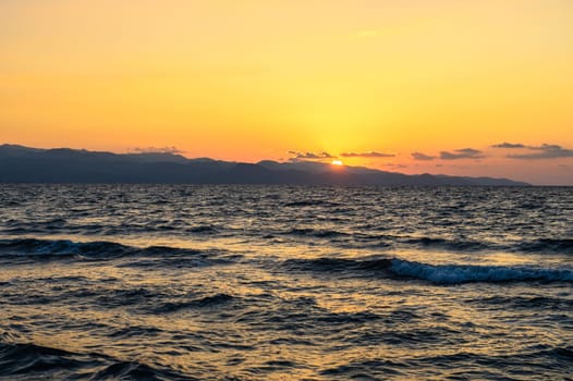 beautiful sunset over the sea on the Mediterranean