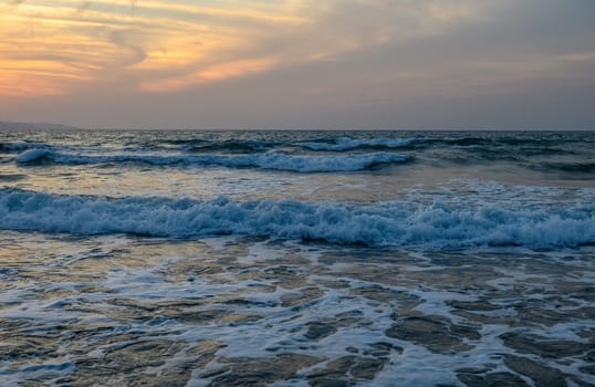 shore of the Mediterranean sea autumn 2023 in the setting sun 13