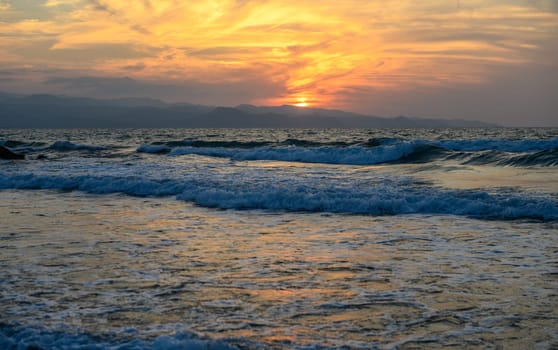 shore of the Mediterranean sea autumn 2023 in the setting sun 19