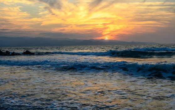 shore of the Mediterranean sea autumn 2023 in the setting sun 20