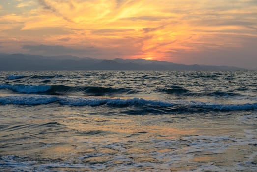 Mediterranean sunset in autumn 2023, beach in the evening 3