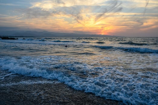 Mediterranean sunset in autumn 2023, beach in the evening 4