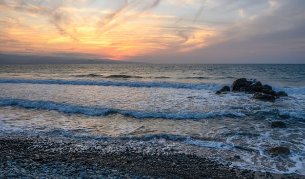 Mediterranean sunset in autumn 2023, beach in the evening 5