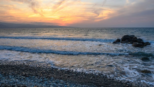 Mediterranean sunset in autumn 2023, beach in the evening 6