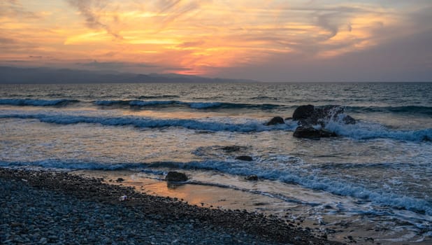 Mediterranean sunset in autumn 2023, beach in the evening 8