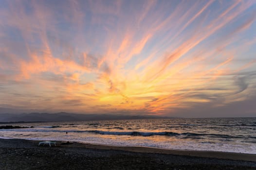 beautiful sunset autumn sky on the shores of the Mediterranean sea 2