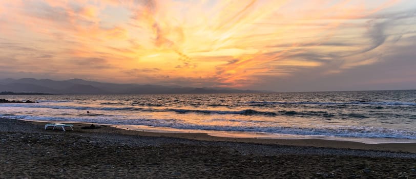 beautiful sunset autumn sky on the shores of the Mediterranean sea