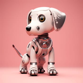 Toy robot dog on pink background. High quality photo