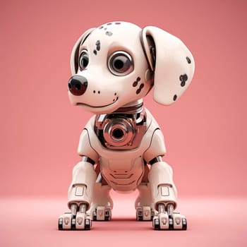 Toy robot dog on pink background. High quality photo