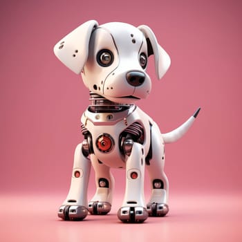 Toy robot dog on pink background. High quality photo