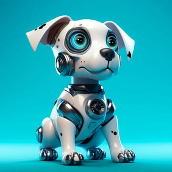 Toy robot dog on a blue background. High quality photo
