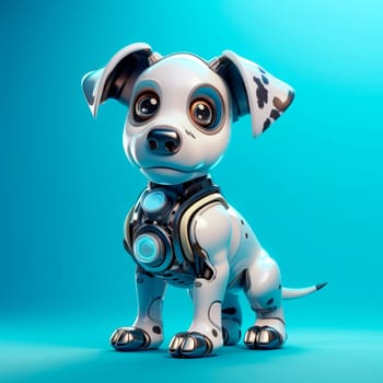 Toy robot dog on a blue background. High quality photo