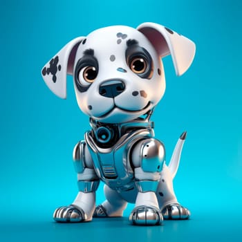 Toy robot dog on a blue background. High quality photo