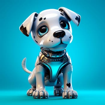 Toy robot dog on a blue background. High quality photo