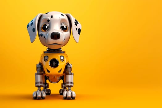 Toy robot dog on a yellow background. High quality photo