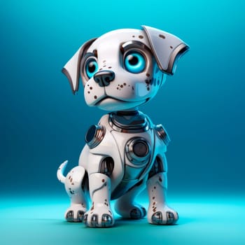 Toy robot dog on a blue background. High quality photo