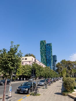 Modern apartment building Forever Green Tower. Tirana, Albania. High quality photo