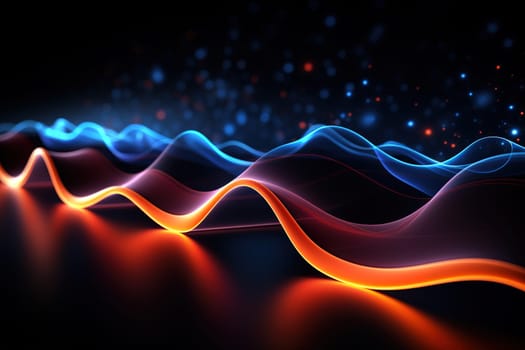 Abstract background, wave lines dynamic flowing light, data digital abstract technology, generative ai