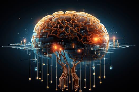 Artificial Intelligence brain, digital abstract technology futuristic, generative ai