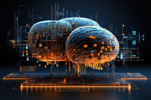 Artificial Intelligence brain, digital abstract technology futuristic, generative ai