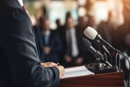 Closeup of Organization representative speaking.AI Generated. High quality illustration