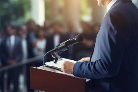 Closeup of Organization representative speaking.AI Generated. High quality illustration