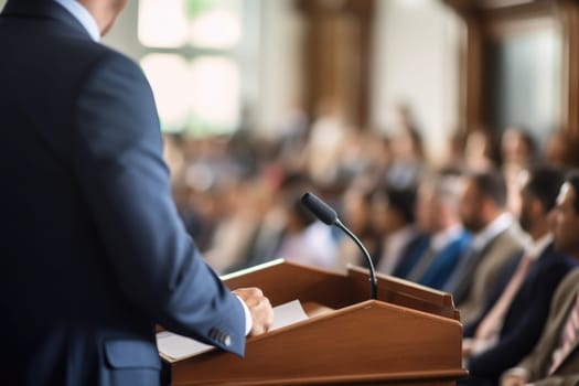 Closeup of Organization representative speaking.AI Generated. High quality illustration