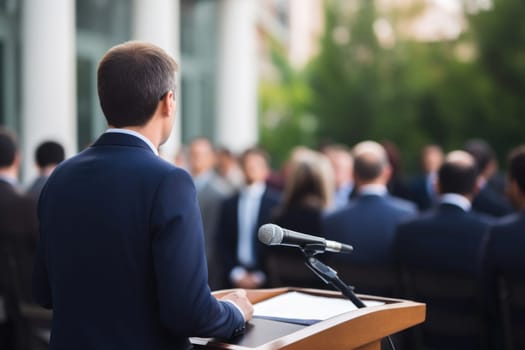 Closeup of Organization representative speaking.AI Generated. High quality illustration