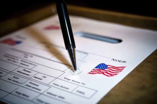 Closeup of election ballot. AI Generated. High quality illustration