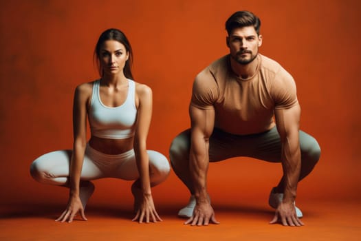 Healthy lifestyle. Fit sport men couple training. AI Generated . High quality illustration