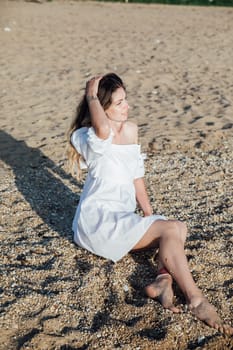 a holiday beach summer woman by the sea walk