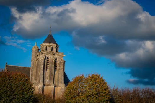 France, Charente-Martime, Lonzac Church,in Cognac Vineyards, Petite Champagne, High quality photo