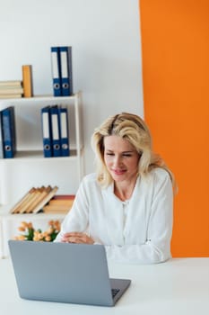 a remote work communication woman with laptop computer internet conversation online communication