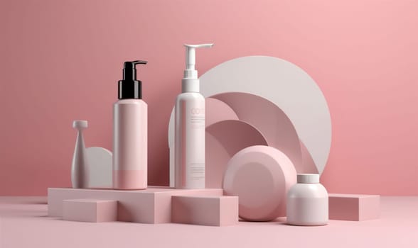 pink cream health layout hair pastel skin design bottle copy care beauty background care product soap branding space shower spa cosmetic treatment body. Generative AI.