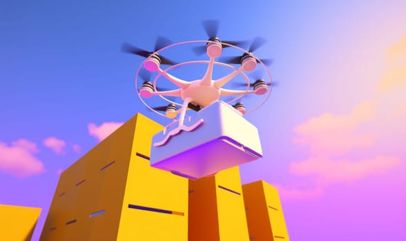 technology express smart aerial concept fly blue air helicopter mail cargo package innovation shipment post aircraft delivery drone fast wireless. Generative AI.