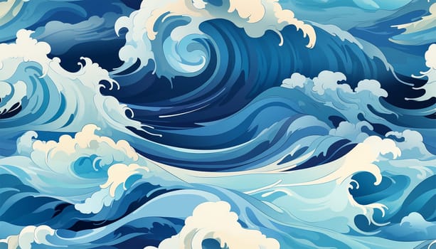 Sea waves pattern background. Waves pattern. Classic japanese waves in modern design,Blue and white lines. Element for design. Storm ocean. posters and prints Copy space