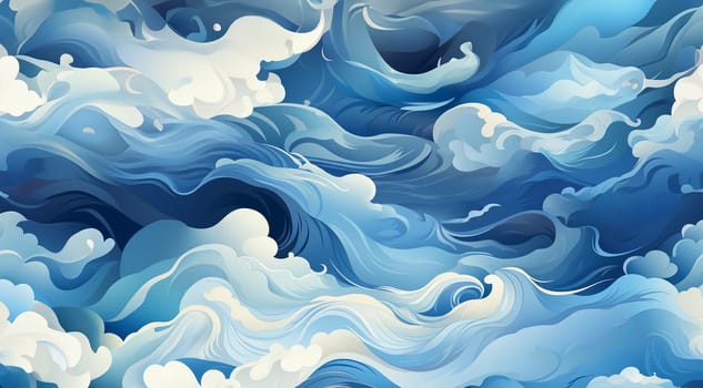 Sea waves pattern background. Waves pattern. Classic japanese waves in modern design,Blue and white lines. Element for design. Storm ocean. posters and prints Copy space