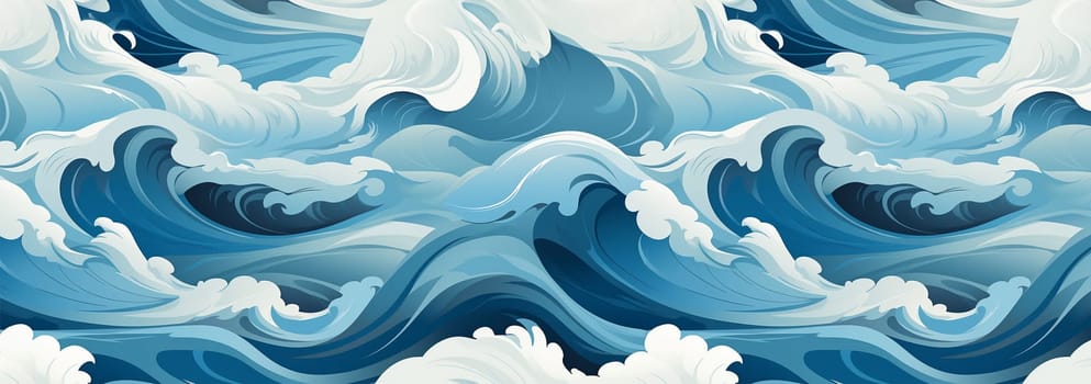 Sea waves pattern background. Waves pattern. Classic japanese waves in modern design,Blue and white lines. Element for design. Storm ocean. posters and prints Copy space