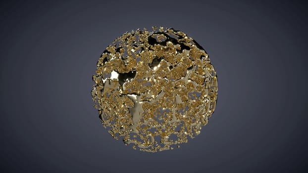 Gold noise sphere abstract luxury intro liquid metal 3d render