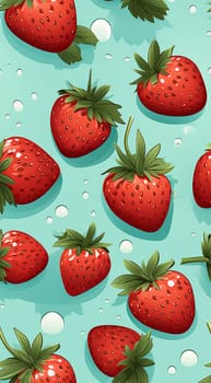 Cute Strawberry Pattern, Red and blue seamless polka dot strawberry, Strawberry white Background, Strawberry Wallpaper Love Cards Stock Illustration. Adorable strawberries background Copy space