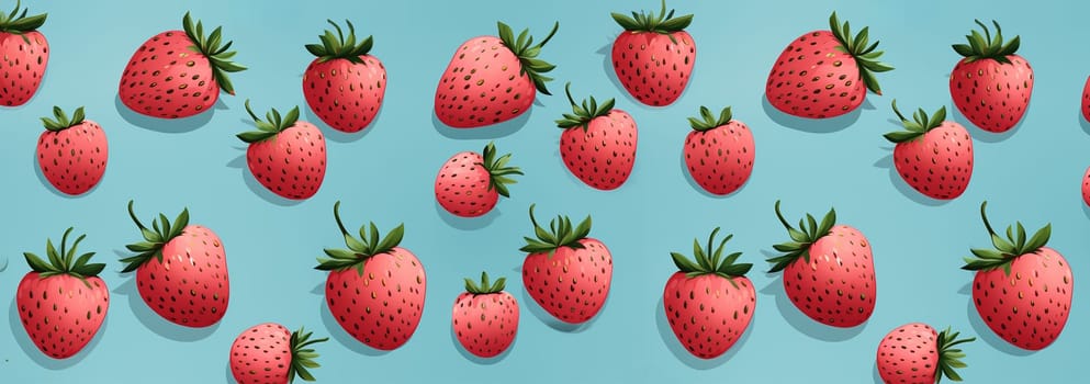 Banner Cute Strawberry Pattern, Red and blue seamless polka dot strawberry, Strawberry white Background, Strawberry Wallpaper Love Cards Stock Illustration. Adorable strawberries background Copy space