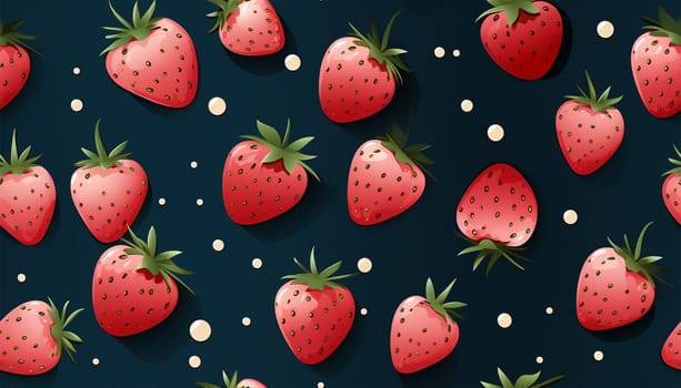 Cute Strawberry Pattern, Red and blue seamless polka dot strawberry, Strawberry white Background, Strawberry Wallpaper Love Cards Stock Illustration. Adorable strawberries background Copy space