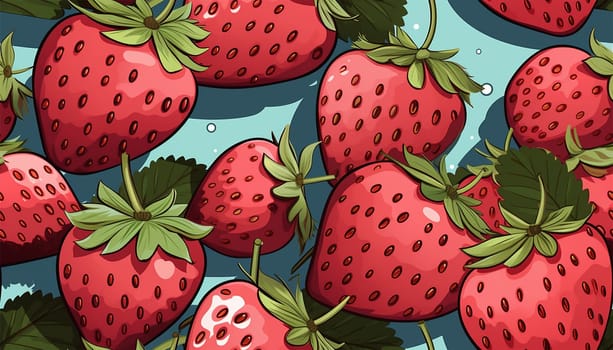 Cute Strawberry Pattern, Red and blue seamless polka dot strawberry, Strawberry white Background, Strawberry Wallpaper Love Cards Stock Illustration. Adorable strawberries background Copy space