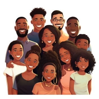 Black history month. Multi-Generation African American Family In sketch style on white background, AI Generated