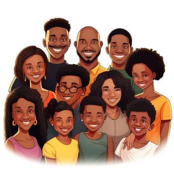 Black history month. Multi-Generation African American Family In sketch style on white background, AI Generated