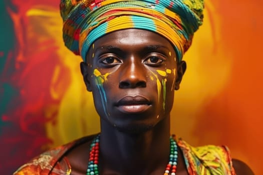 Black history month. colorful portrait of african man on vivid background, AI Generated